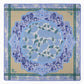 Oh My Mahjong instructional Mahjong Mat with French blue hydrangeas, chinoiserie ginger jars and ginkgo leave pattern and antelope animal patter in tan with bamboo border