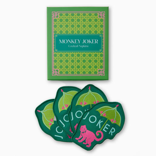 MONKEY JOKER : Embroidered Cocktail Napkins