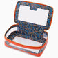 Oh My Mahjong stacking tile storage bag in orange with floral pattern interior with tasseled zipper, open